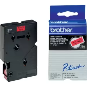 Brother TC-401 DirectLabel Black on red 12mm x 7,7m for Brother...