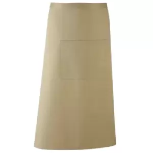 Premier Unisex Colours Bar Apron / Workwear (Long Continental Style) (Pack of 2) (One Size) (Khaki)