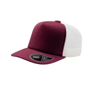 Atlantis Record Mid Visor 5 Panel Trucker Cap (One Size) (Burgundy)