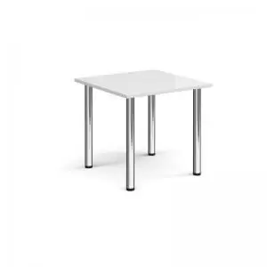 Rectangular chrome radial leg meeting table 800mm x 800mm - white