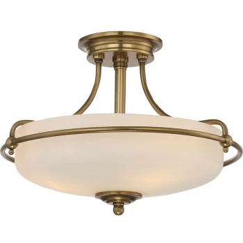 Elstead Griffin - 3 Light Semi-Flush Light - Weathered Brass, E27