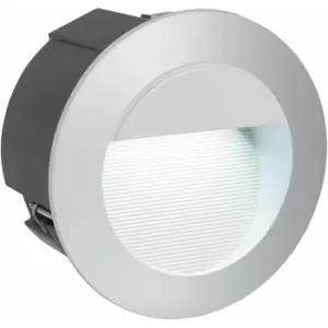 Loops - IP65 Recessed Outdoor Wall Light Silver Cast Aluminium 2.5W Built in led