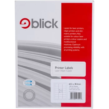 Copier Labels A4 21 (63.5 x 38.2mm) per Sheet, 100 Sheets - Blick