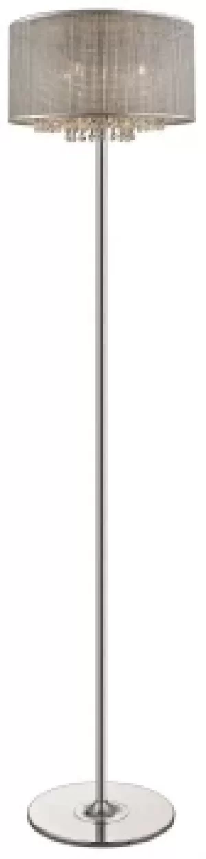 Spring 4 Light Floor Lamp Silver, Crystal Glass, G9