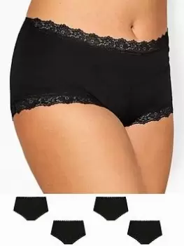 Yours Lace Trim Short (4 Pack) - Black, Size 18-20, Women