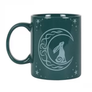 Moon Gazing Hare Green Ceramic Mug