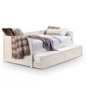 Julian Bowen Jessica Solid Pine Day Bed & Under Bed Single Stone White