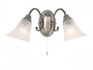 2 Light Indoor Wall Light Frosted Glass, Antique Silver, E14