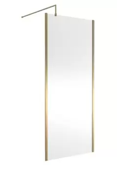 Hudson Reed 900mm Outer Framed Wetroom Screen With Support Bar - Brushed Brass