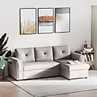 HOMCOM L Shape Sofa Bed Grey