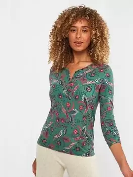 Joe Browns Cosy Printed Top -Blue, Green Multi, Size 16, Women