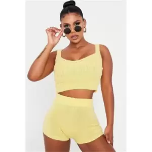 I Saw It First Lemon Soft Knitted Crop Top - Yellow