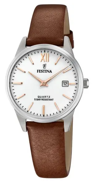 Festina Watch Two Hands Date Ladies - White FST-087