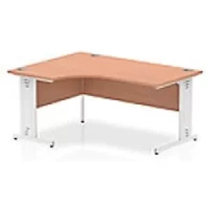 Dynamic Radial Right Hand Crescent Desk Oak MFC Cable Managed Cantilever Leg White Frame Impulse 1600/1200 x 600/800 x 730mm