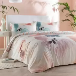 Drift Forward Aquarelle Watercolour Floral Print Reversible Eco-Friendly Duvet Cover Set, Multi, Double