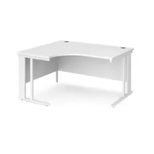 Office Desk Left Hand Corner Desk 1400mm White Top With White Frame 1200mm Depth Maestro 25 MCM14ELWHWH