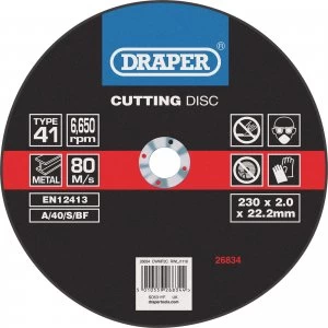 Draper Flat Metal Cutting Disc 115mm 2mm 22mm