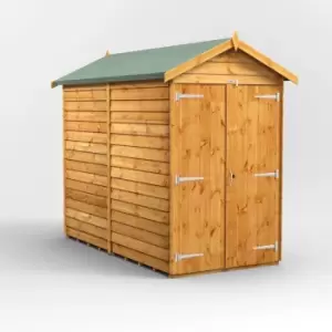 8X4 Power Overlap Apex Windowless Double Door Shed