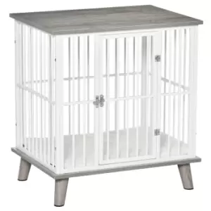 Pawhut Small Dog Crate Pet Kennel And End Table - Grey