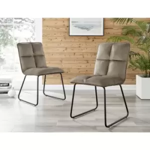 Menen Taupe Fabric Black Leg Dining Chairs (set of 2)