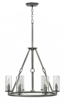 6 Light Multi Arm Chandelier Antique Nickel Finish, E14