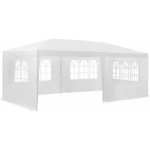 Gazebo 6x3m with 5 side panels - garden gazebo, gazebo with sides, camping gazebo - white - white