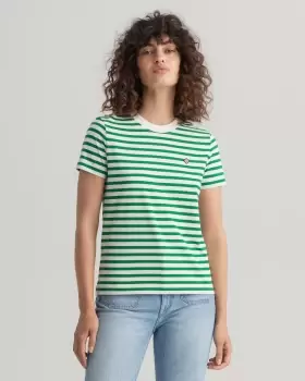 GANT Women Icon G Striped T-Shirt (XS) Green