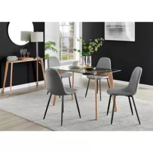 Furniture Box Malmo Glass and Wooden Leg Dining Table & 4 Grey Corona Black Leg Chairs