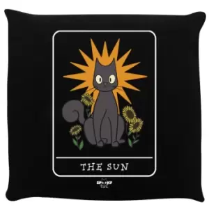 Spooky Cat The Sun Tarot Cushion (One Size) (Black/Grey/Yellow)