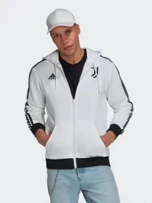 adidas Juventus 3-stripes Full-zip Hoodie, White/Black, Size 2XL, Men