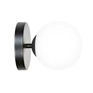 Ragi Black Globe Wall Lamp with White Glass Shades, 1x E14