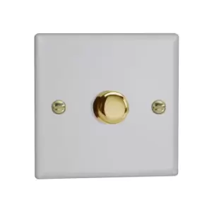 Varilight Vogue LED V-Pro 1 Gang Rotary Dimmer Switch White with Brass Knob