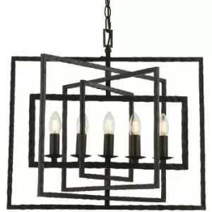 Multi Light Ceiling Pendant 5 Bulb Aged Steel Metal Frame Candelabra Lamp Holder