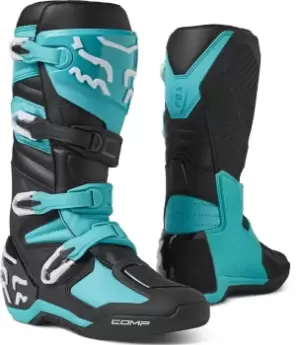 FOX Comp Motocross Boots, turquoise, Size 50, turquoise, Size 50