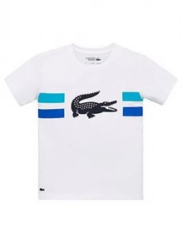 Lacoste Sports Boys Tech Short Sleeve Croc T-Shirt - White, Size 12 Years