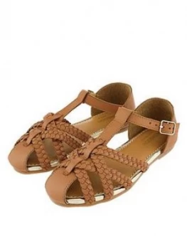 Monsoon Girls Luciana Caged Leather Sandal - Tan, Size 11 Younger