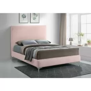 Glinis Upholstered Beds - Plush Velvet, Single Size Frame, Pink - Pink