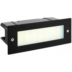 Loops - IP44 LED Full Brick Light Textured Black & Plain Frosted Glass 3.5W Cool White