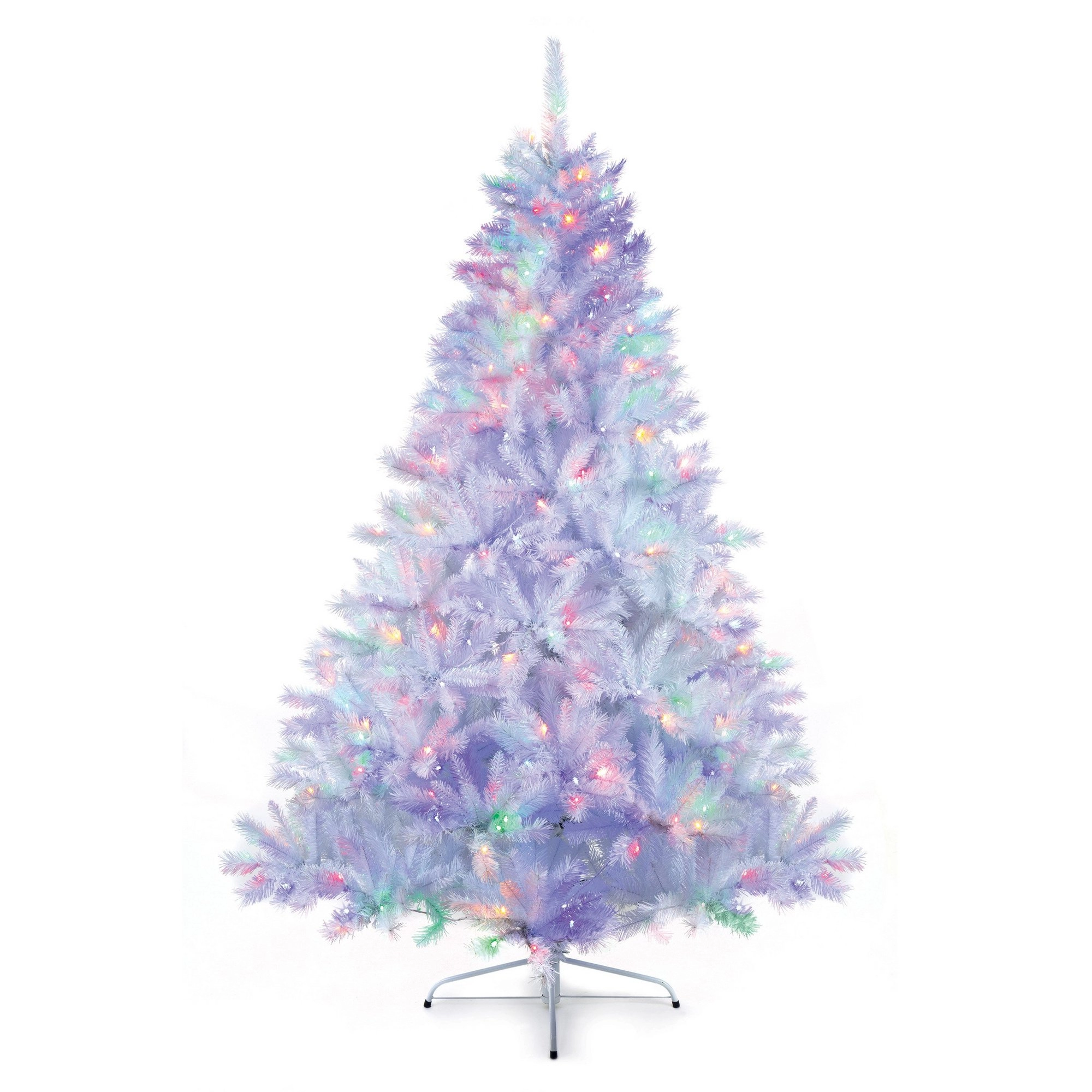 Premier Pre Lit White Spruce Tree with Iridescent Tips, Multi colour/action LEDs and Timer, 1.8M PVC