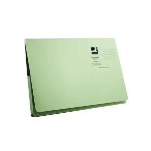 Q-Connect Long Flap Document Wallet Foolscap Green Pack of 50 KF03931