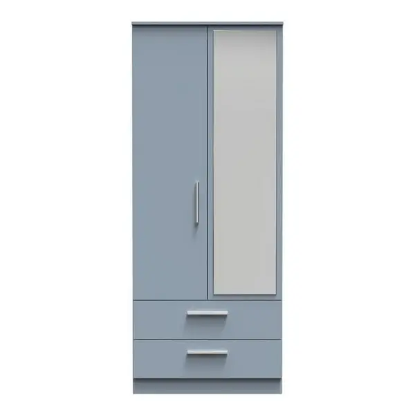 Other Contrast 2 Door 2 Drawer Mirrored Robe Wardrobes Large Blue 84297418140