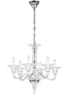 Zagreb Clear Glass Chrome 6 Arm Chandelier