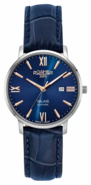 Roamer Valais Ladies Blue Dial With Rose Gold Batons Blue Watch