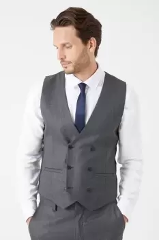 Mens Slim Fit Charcoal Wide Self Stripe Waistcoat