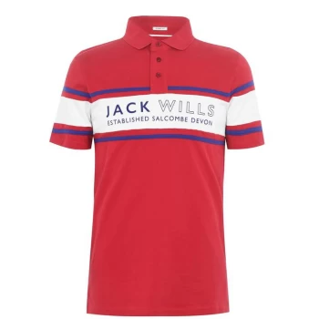 Jack Wills Stakeford Cut and Sew Polo - Red