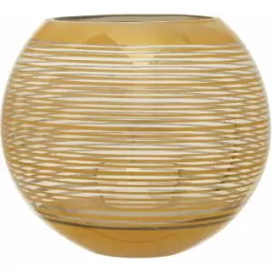 Premier Housewares - Gold Finish Decorative Vase/ Accentuated With Stripe Design And Contrasting Rim / Glass Vases For Decoration 25 x 20 x 25