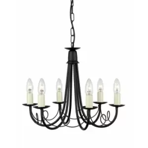 Loops - 6 Bulb Chandelier Hanging Pendant LIght Black LED E14 60W Bulb