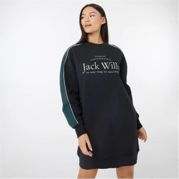 Jack Wills Elin Crew Neck Sweatshirt Mini Dress - Black