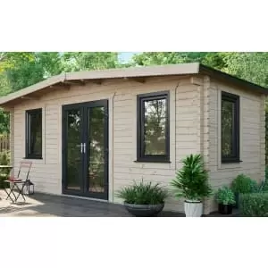 Power Sheds 8 x 18ft Central Doors Apex Chalet Log Cabin