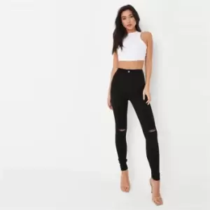 Missguided Tall Recycled Vice Slash Knee Skinny Jean - Black